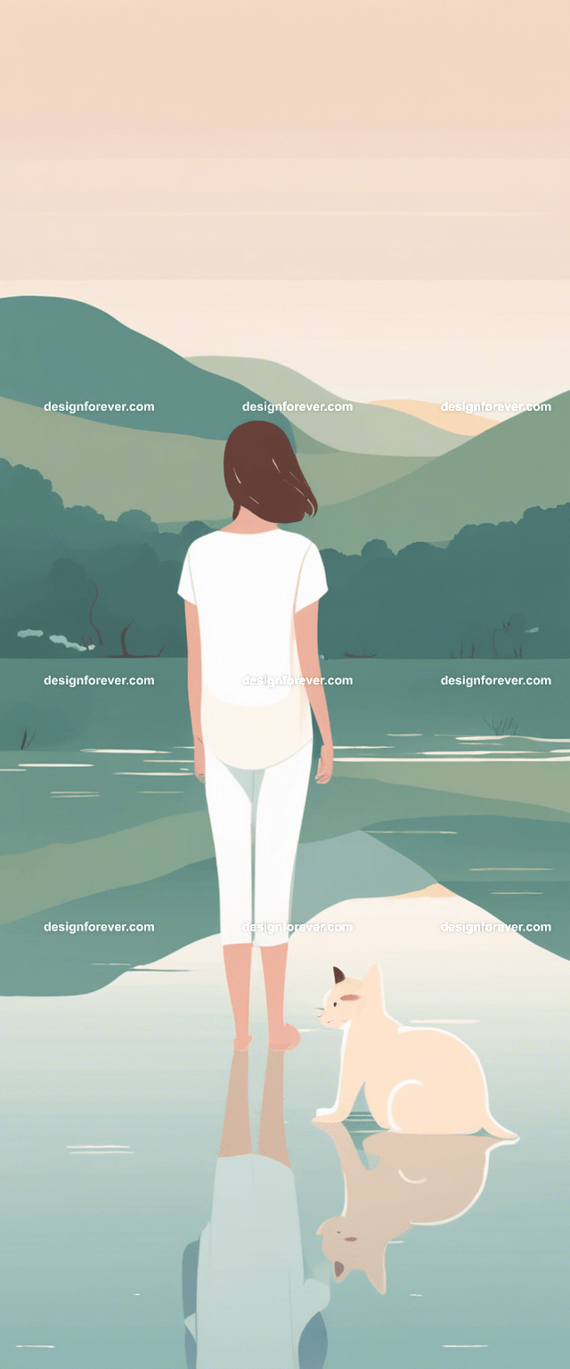 young woman at pond
