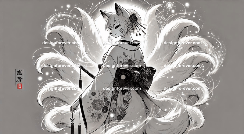 Kitsune in a silk kimono