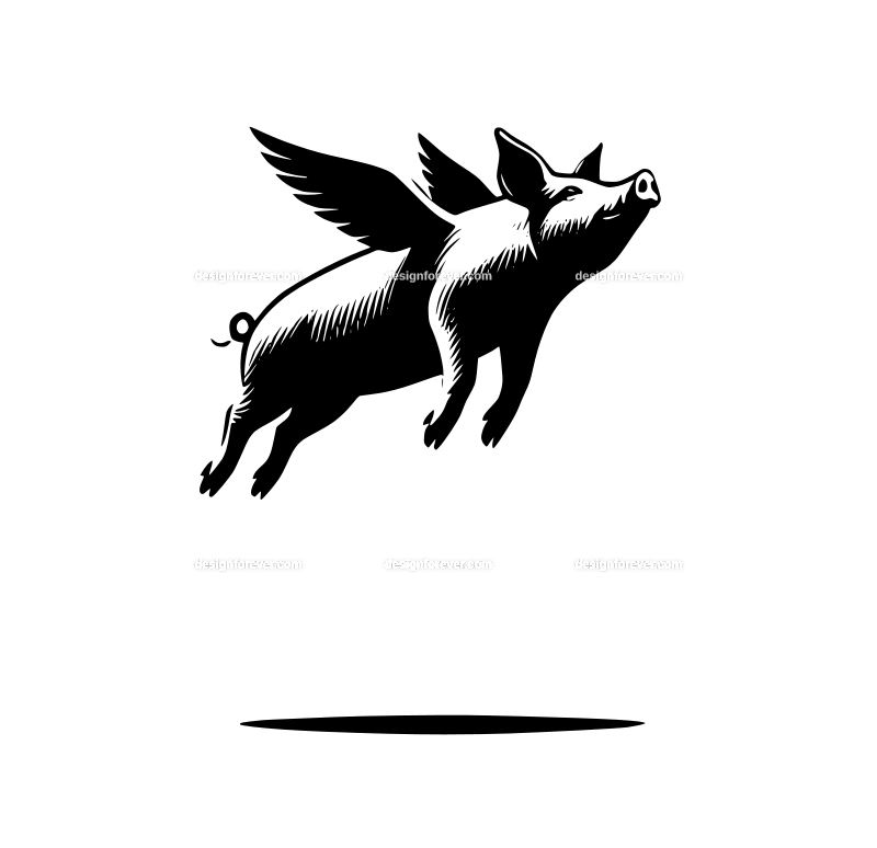 a pig flying straight up