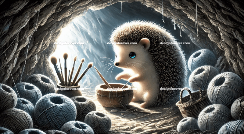hedgehog living within a cave making crafts