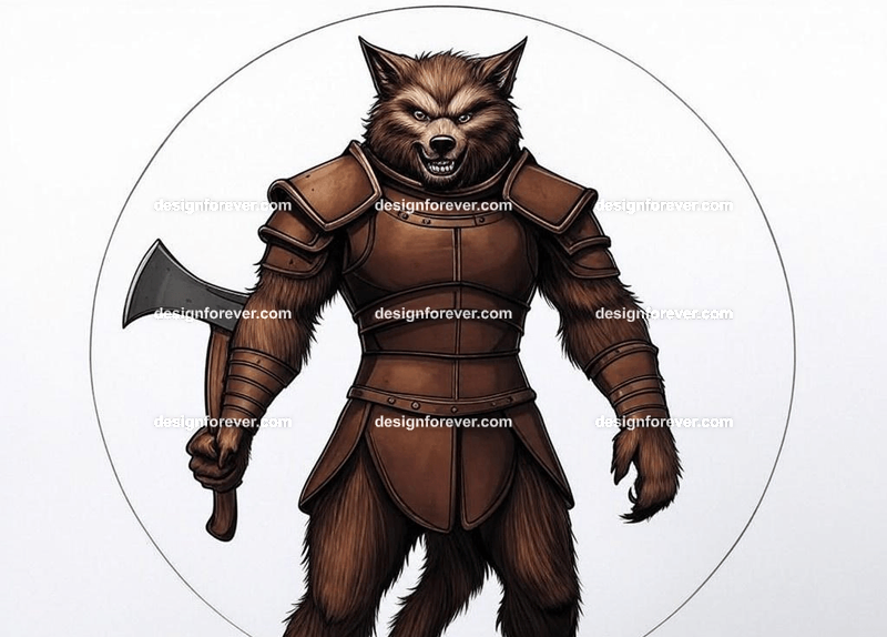 Werewolf clad in leather armor with an axe