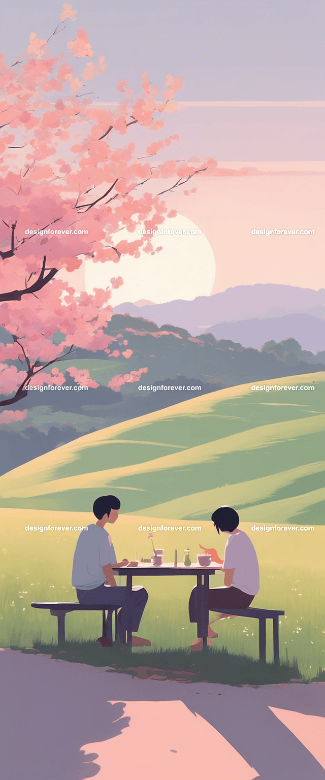 neighbors enjoying lunch under plum tree