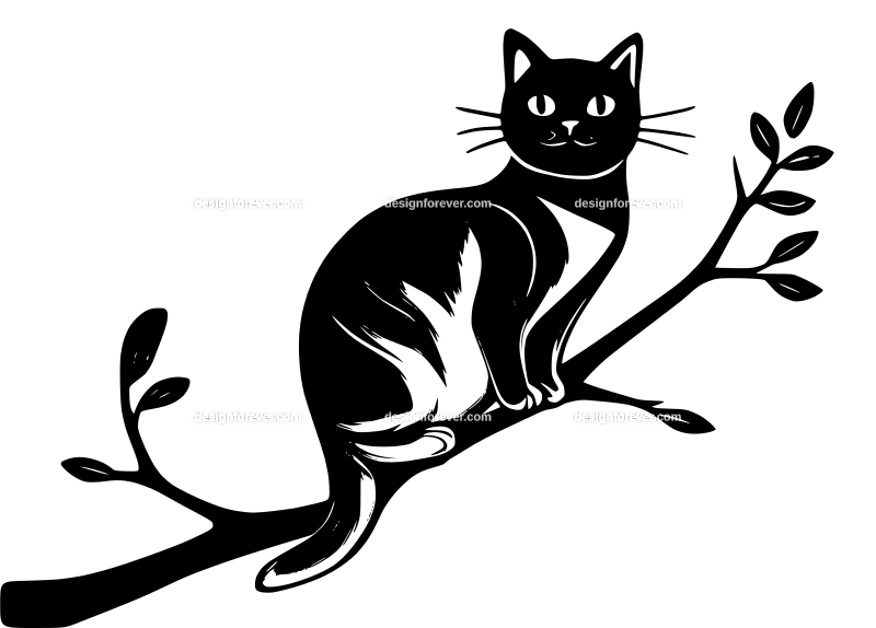 graphic logo of cat on branch