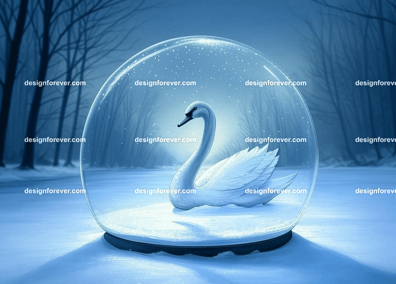 swan in crystal ball glass orb