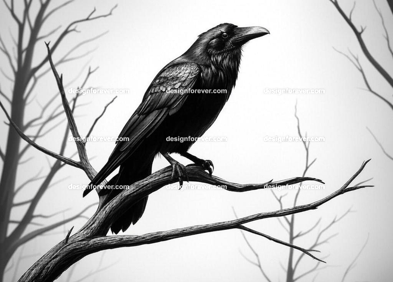 raven forest branch dead trees