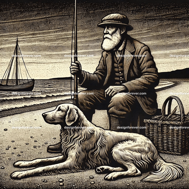 the old fisherman and his hunt next to beach
