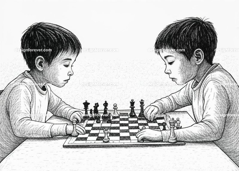 kids playing chess at the library