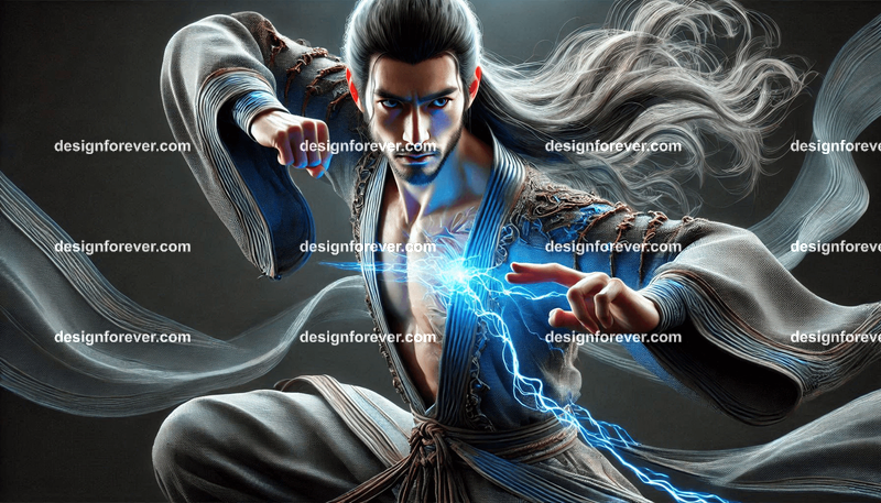 elite wuxia fighters with inner energy defense pose