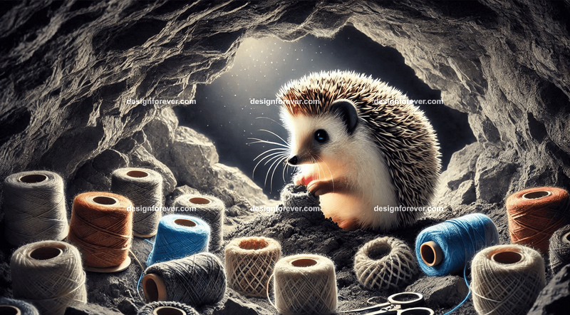 hedgehog living within a cave making crafts