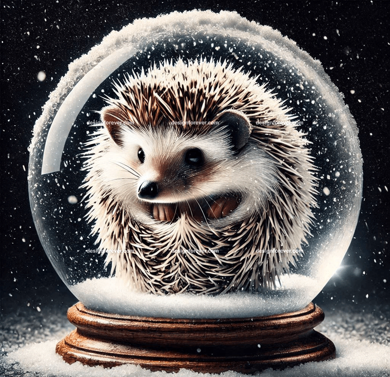 hedgehog in a snow globe