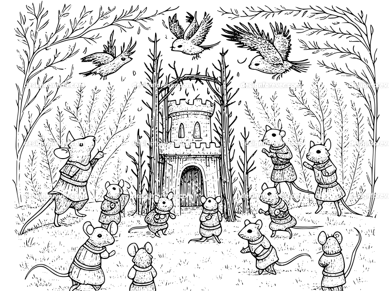 the mouse kingdom under attack by hawks