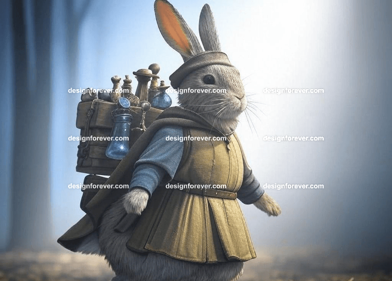 rabbit in a in a bustling market