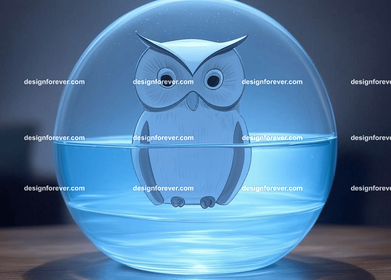 owl in glass bowl