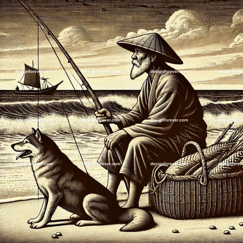 the old fisherman and his hunt next to beach