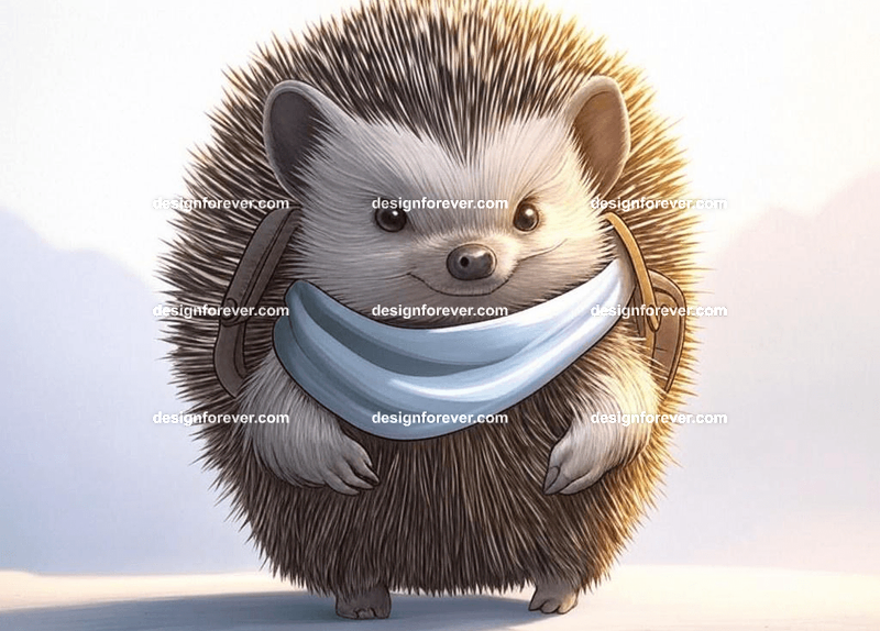 hedgehog as adventurer with hat