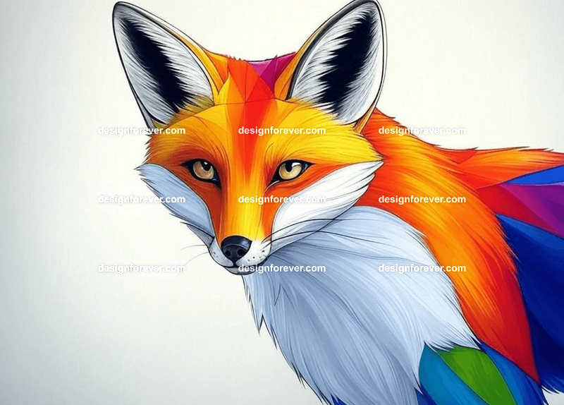Simple line drawings of fox