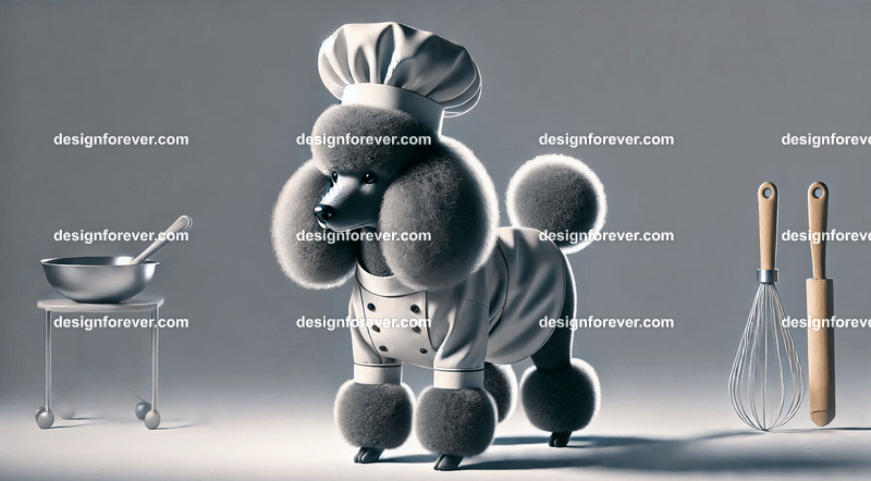 poodle dressed as chef