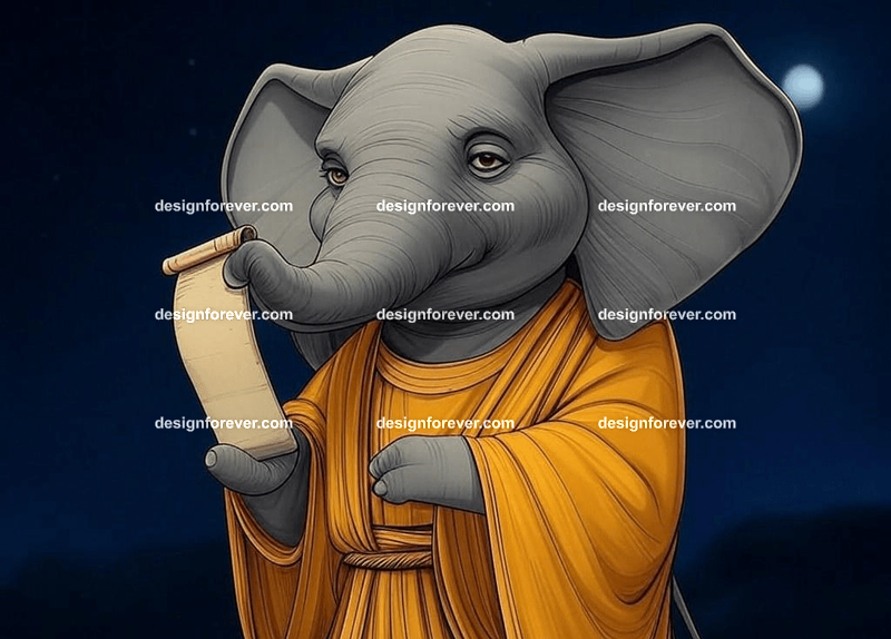 elephant in ancient greek robes