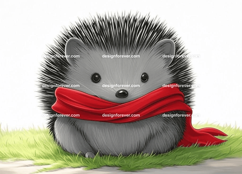 hedgehog as aristocrat with red scarf