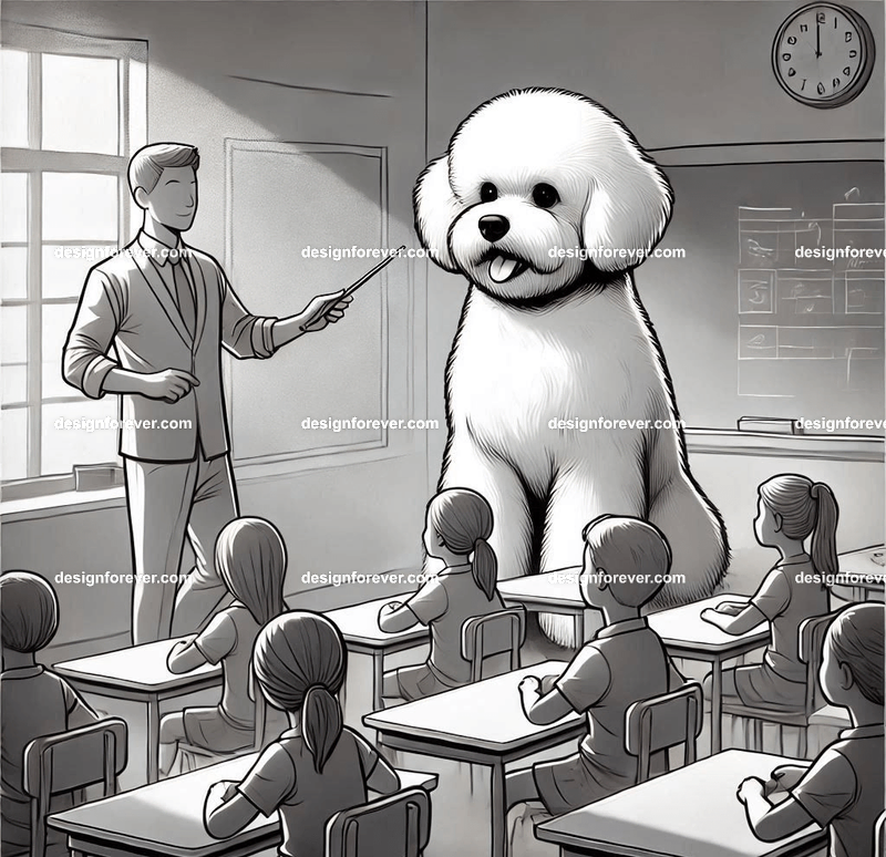 bichon teaching in classroom