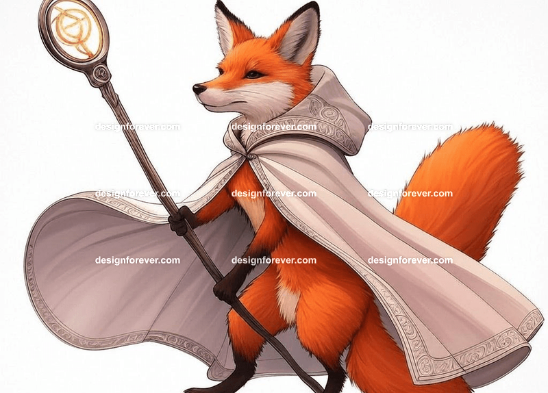 Cunning fox in a flowing cloak