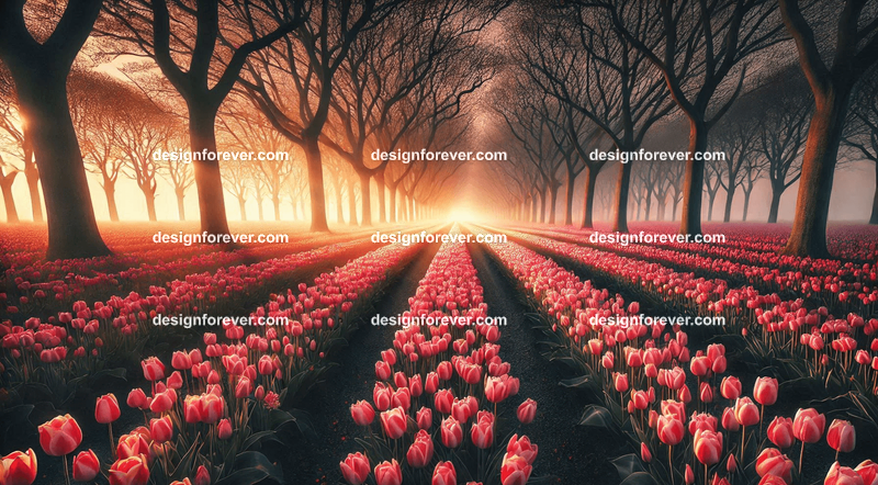 A endless field of tulips fit for desktop wallpaper