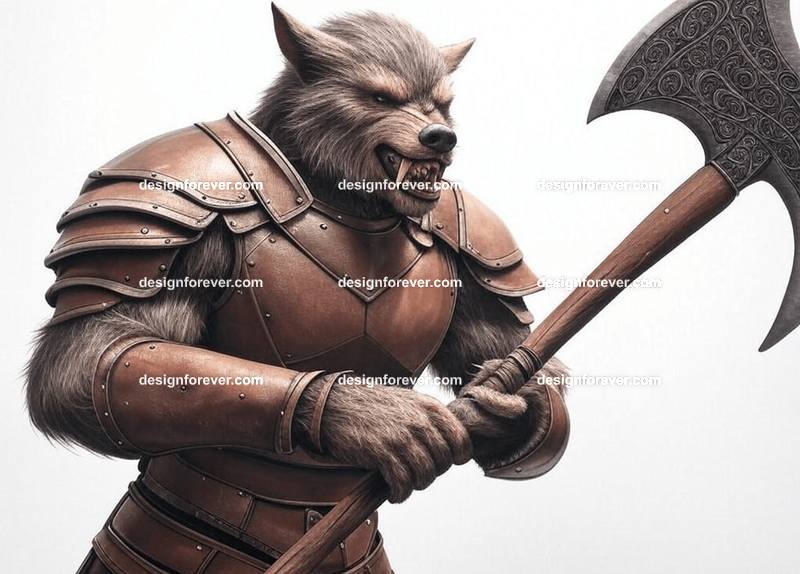 Werewolf clad in leather armor with an axe