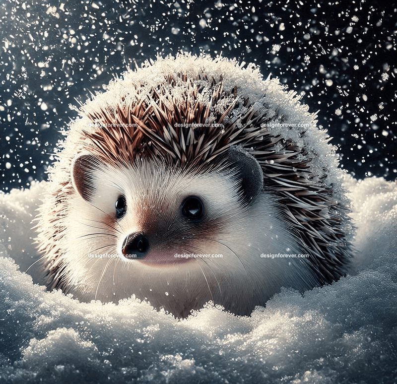 hedgehog in a snow ball