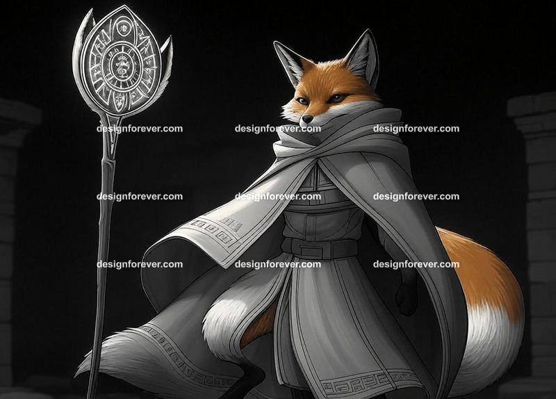 Cunning fox in a flowing cloak
