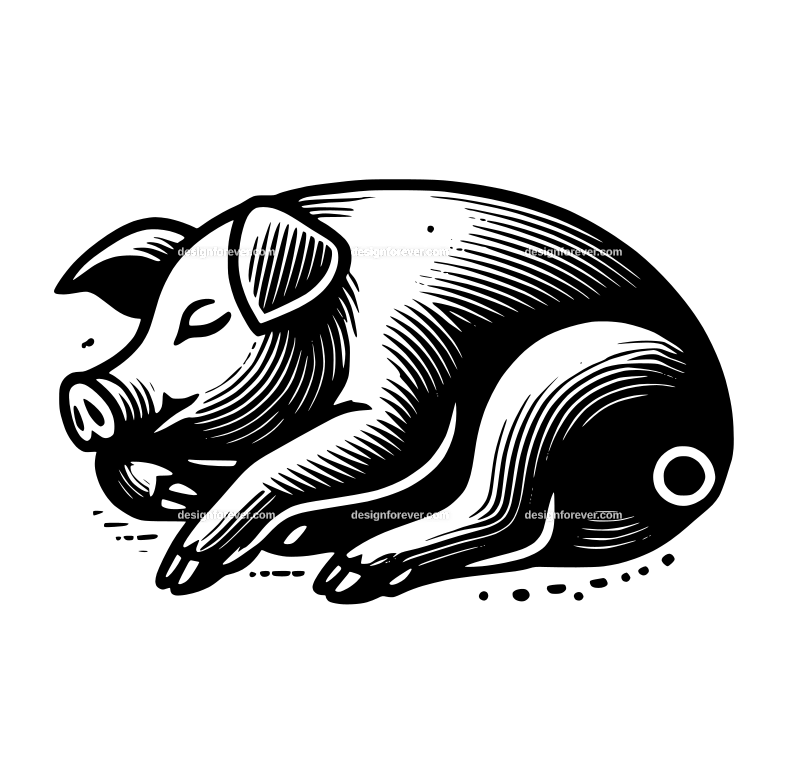 the sleeping pig graphic logo