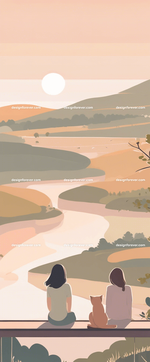 teen girl with a girl friend on tree branch of big old tree looking down at river