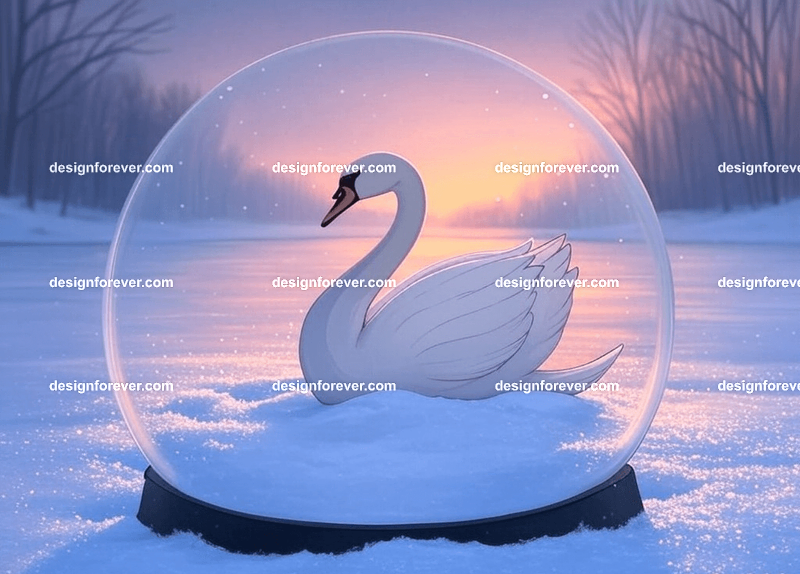 swan in crystal ball glass orb