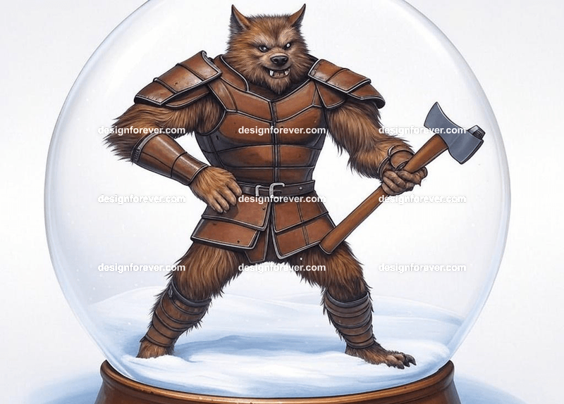 Werewolf clad in leather armor with an axe