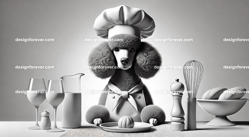 poodle dressed as chef