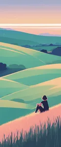 young woman with book lying on grass on hillside