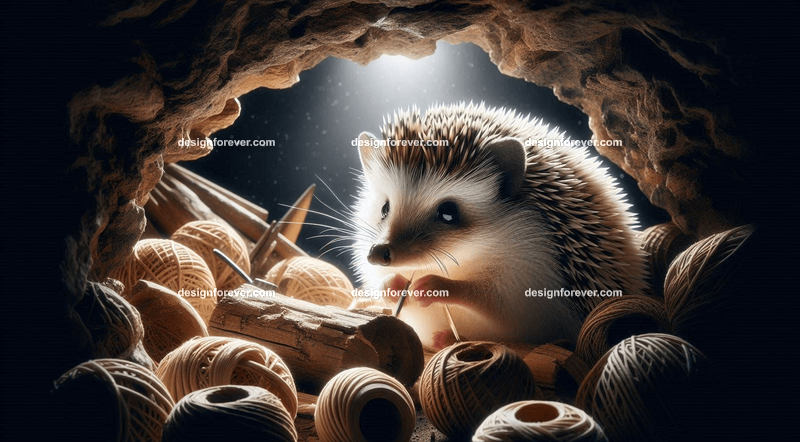 hedgehog living within a cave making crafts