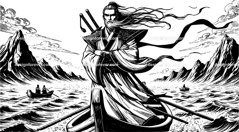 wuxia warrior on boat