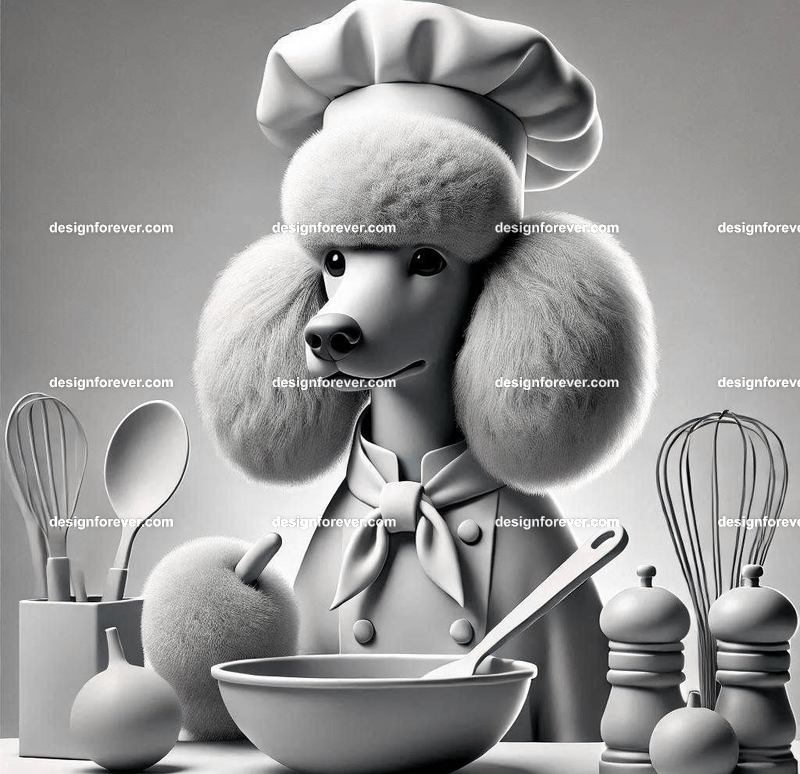 poodle dressed as chef