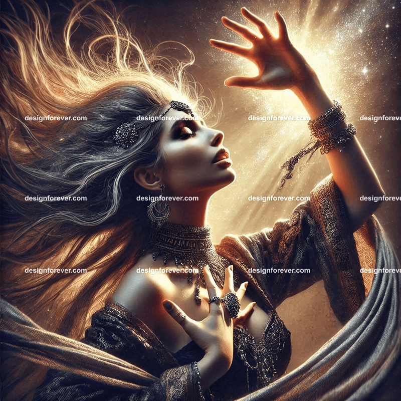priestess in midst of powerful ritual