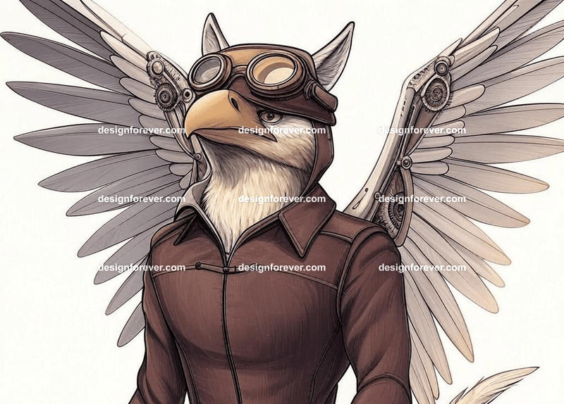 Griffin dressed as a steampunk aviator