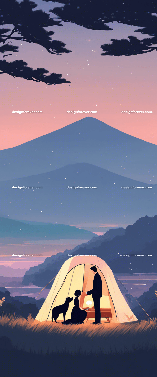 wedding at open fire camping