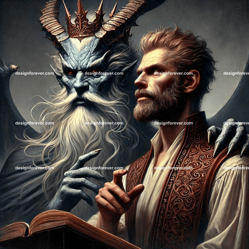 the evil king and his demon advisor plotting destruction