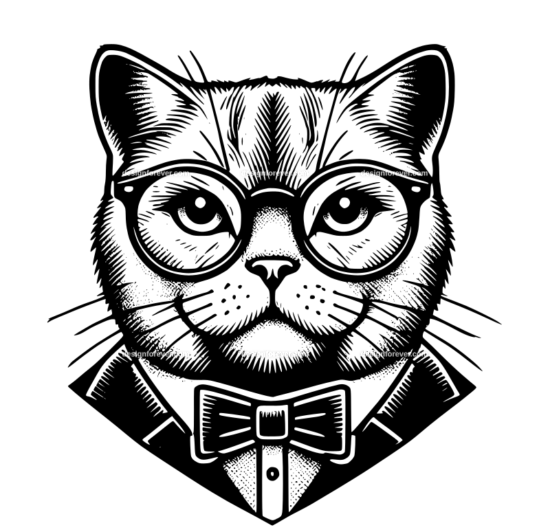 the smart cat with glasses