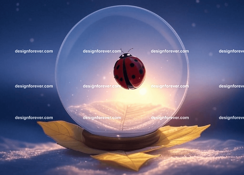 /imagine lady bug in a crystal ball
