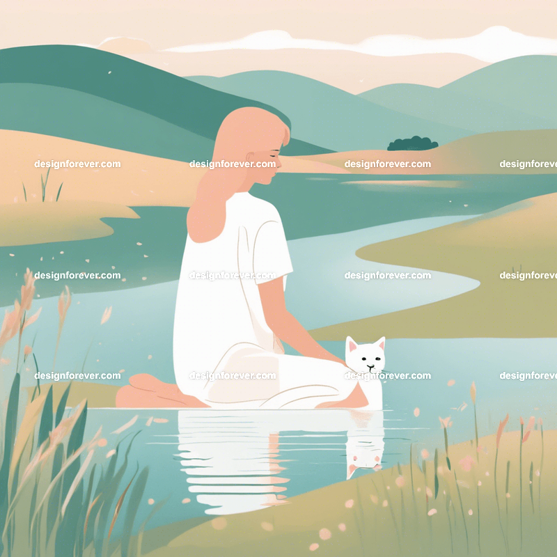 young woman at pond