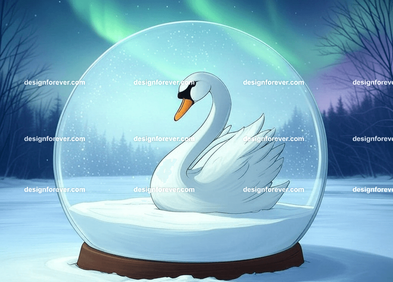 swan in crystal ball glass orb