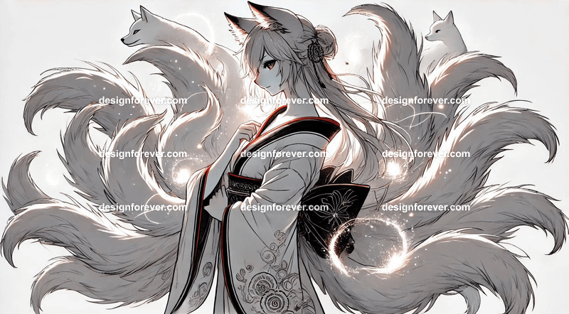 Kitsune in a silk kimono