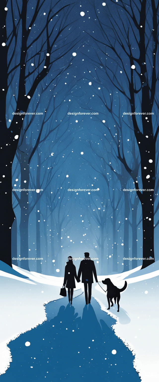 a couple walking dog evening