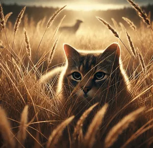 a cat camoflauge within grass