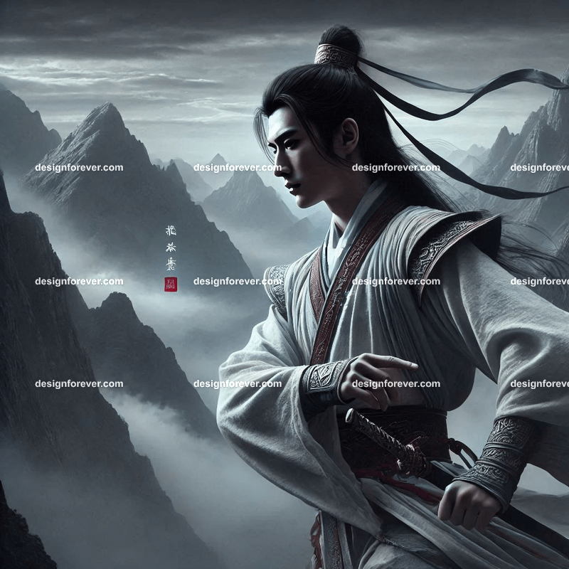 wuxia warrior in the mountains